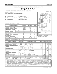 2SC5331 datasheet: Silicon NPN transistor for horizontal deflection output for high resolution display, color TV; high speed switching applications 2SC5331