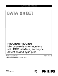 P83C180AER/001 datasheet: Microcontrollers for monitors with DDC interface, auto-sync detection and sync proc. P83C180AER/001