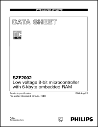 SZF2002 datasheet: Low voltage 8-bit microcontroller with 6-kbyte embedded RAM SZF2002