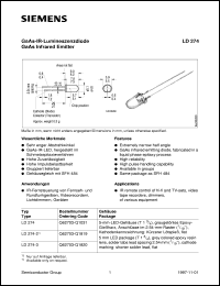 LD274 datasheet: GaAs infrared emitter LD274