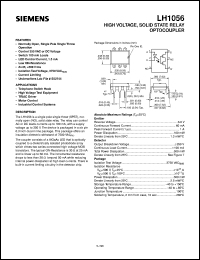 LH1056 datasheet: High voltage, solid state relay optocoupler LH1056