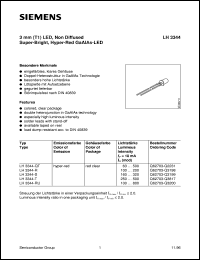 LH3344-T datasheet: Hyper-red 3mm GaAlAs LED LH3344-T