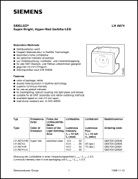 LHA674-L datasheet: Hyper-red GaAlAs SIDELED LHA674-L