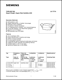 LHT774-L datasheet: Hyper-red GaAlAs TOPLED LHT774-L