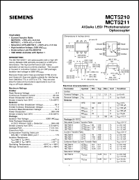 MCT5210 datasheet: AlGaAs LED/pototransistor optocoupler MCT5210