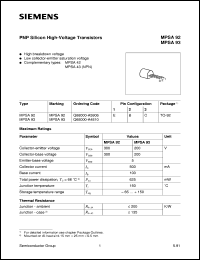 MPSA92 datasheet: PNP silicon high-voltage transistor MPSA92