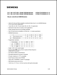 HYS64V2200GU-8 datasheet: 100 MHz 2M x 64 1 bank SDRAM module HYS64V2200GU-8