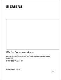 PSB4860 datasheet: Digital answering machine with full duplex speakerphone PSB4860