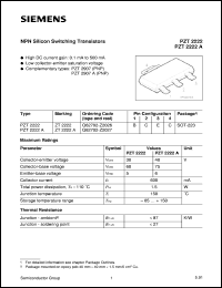 PZT2222 datasheet: NPN silicon switching transistor PZT2222
