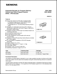SDA5649 datasheet: Expended decoder for program delivery control and video program system PDC/VPS decoder SDA5649