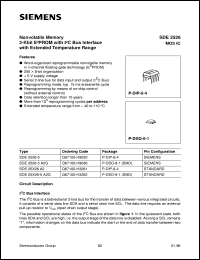 SDE25X26-5A2G datasheet: Nonvolatile memory 2-Kbit E2PROM with I2C bus interface SDE25X26-5A2G