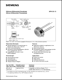 SFH221S datasheet: Silicon differential photodiode SFH221S