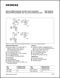SFH2540 datasheet: Silicon PIN photodiode with very short switching time SFH2540