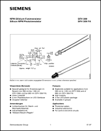 SFH309FA datasheet: Silicon NPN phototransistor SFH309FA