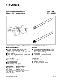 SFH309PFA datasheet: Silicon NPN phototransistor SFH309PFA