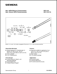 SFH310FA-3 datasheet: Silicon NPN phototransistor SFH310FA-3