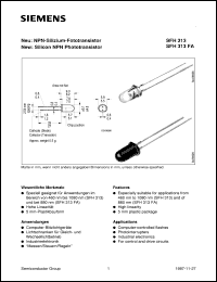 SFH313 datasheet: Silicon NPN phototransistor SFH313