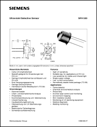 SFH530 datasheet: Ultraviolet selective sensor SFH530