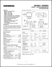 SFH601 datasheet: Phototransistor optocoupler SFH601