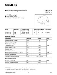 SMBTA13 datasheet: NPN silicon darlington transistor SMBTA13
