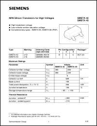 SMBTA42 datasheet: NPN silicon transistor for high-voltage SMBTA42