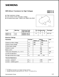 SMBTA43 datasheet: NPN silicon transistor for high-voltage SMBTA43