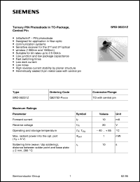 SRD00231Z datasheet: Ternary PIN photodiode in TO-package SRD00231Z