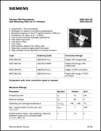 SRD00315G datasheet: Ternary PIN photodiode with blocking filter SRD00315G