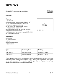 TAE1453G datasheet: Single PNP-operational amplifier TAE1453G