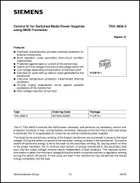 TDA4605-3 datasheet: Control IC for switching-mode power supplies using MOS-transistor TDA4605-3