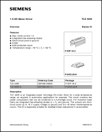 TLE4205 datasheet: 1A DC motor driver TLE4205