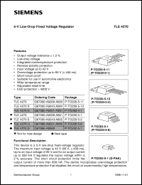 TLE4270D datasheet: 5-V low-drop fixed voltage regulator TLE4270D