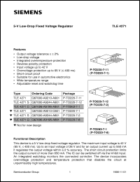TLE4271 datasheet: 5-V low-drop fixed voltage regulator TLE4271