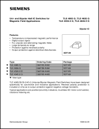 TLE4905G datasheet: Uni- and bipolar hall IC switching for magnetic field application TLE4905G