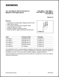 TLE4905L datasheet: Uni- and bipolar hall IC switching for magnetic field application TLE4905L