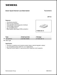 TLE5216G datasheet: Smart quad channel low-side switch TLE5216G