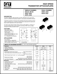 HCPL-4502 datasheet: Optocoupler. 1 Mbit/s High-Speed Transistor Output; GaAsP Input HCPL-4502