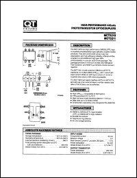 MCT5210 datasheet: Optocoupler. Phototransistor Output; AlGaAs Input MCT5210