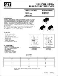 HCPL-2631 datasheet: Optocoupler. 10 Mbit/s Dual Channel High-Speed Logic Gate Output; GaAsP Input HCPL-2631