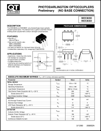 MOC8050 datasheet: Optocoupler. Photodarlington Output; GaAs Input (No Base Connection) MOC8050