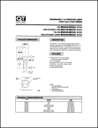 MR3050 datasheet: Resistor Led Lamp. T-1 3/4 Integral Resistor Diffused Lens MR3050