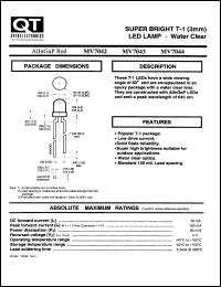 MV7042 datasheet: Led Lamp. 3 mm  T-100 Super Bright Clear Lens MV7042