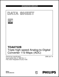 TDA8752BH/8/C5 datasheet: Triple high-speed Analog-to-Digital Converter 110 Msps (ADC) TDA8752BH/8/C5