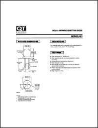 QED423 datasheet: Plastic Infrared Light Emitting Diode. 880 nm AlGaAs QED423