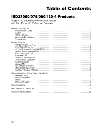 ISD33120-4P datasheet: 120 seconds (4 kHz sampling rate) single chip voice record/playback device ISD33120-4P