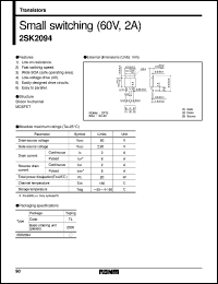 2SK2094 datasheet: N-channel MOSFET small switching transistor 2SK2094