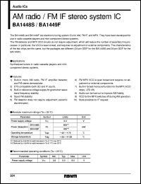 BA1448S datasheet: AM radio / FM IF stereo system IC BA1448S