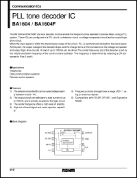 BA1604 datasheet: PLL tone decoder IC BA1604