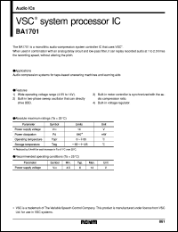 BA1701 datasheet: VSC system processor IC BA1701