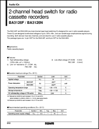 BA3126N datasheet: 2-channel head switch for radio cassette recorder BA3126N